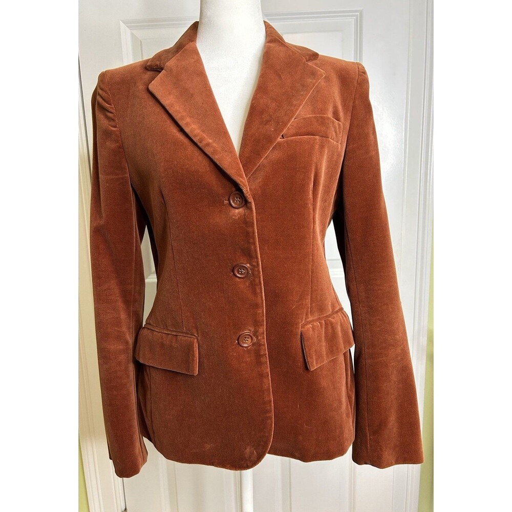 Chaus Velvet Blazer Vintage Womens 9/10 (Modern Sizing S/M) Brown Terracotta